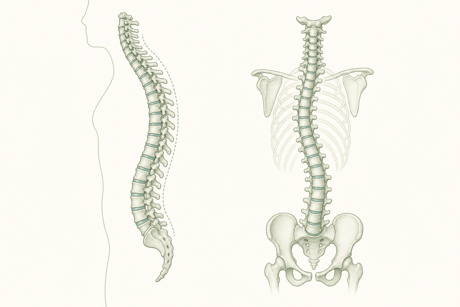 Minimalist scoliosis spine curve illustration